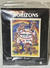 Vtg Monarch Horizons Artistic Bears Birth Record LongStitch Roger Reinhardy b4