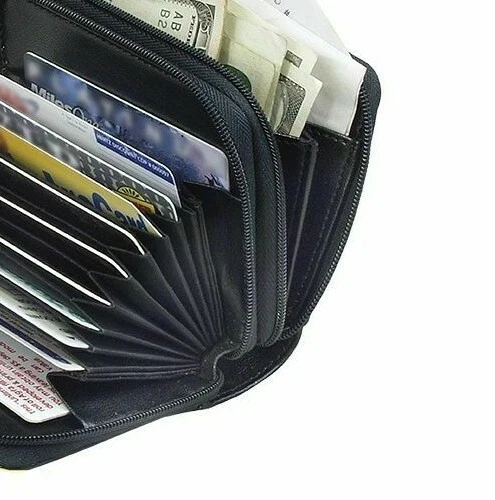 Real Leather Buxton Concertina Credit Card Holder 10 Coin Purse Wallet Zip Case - Image 2 of 3