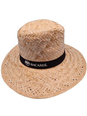 Bacardi Rum Strohhut geflochten Strandhut Hut Party Kappe Cap Mütze JGA
