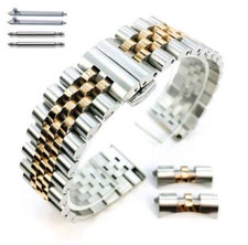 Two Tone Rose Gold Jubilee Quick Release  Curved End Metal Watch Band 7036