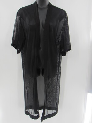 FOREVER 21 Cover-Up Kimono Black Solid Mesh Sheer Women's Size Small EUC 