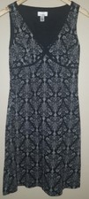  Ann Taylor LOFT 2 Sleeveless Dress Black V-Neck White Floral Design  