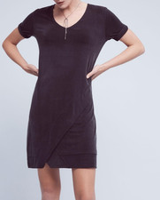 $158 ANTHROPOLOGIE DOLAN LEFT COAST BLACK SHORT SLEEVE PLUNGE TUNIC DRESS Sz M
