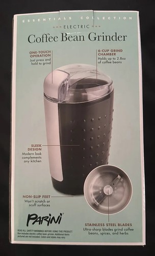 Electric Coffee Bean Grinder  Parini. 120V New In Box Black  6 Cup Grind Chamber - Afbeelding 2 van 5