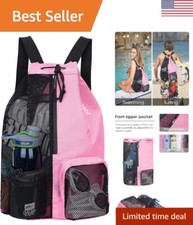 Swim Bag Mesh Drawstring Backpack with Wet Pocket Beach Backpack for Swimming...
