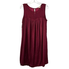 KORI Women’s Sleeveless Round Neck Wine Shift Dress Knee Length Lace S