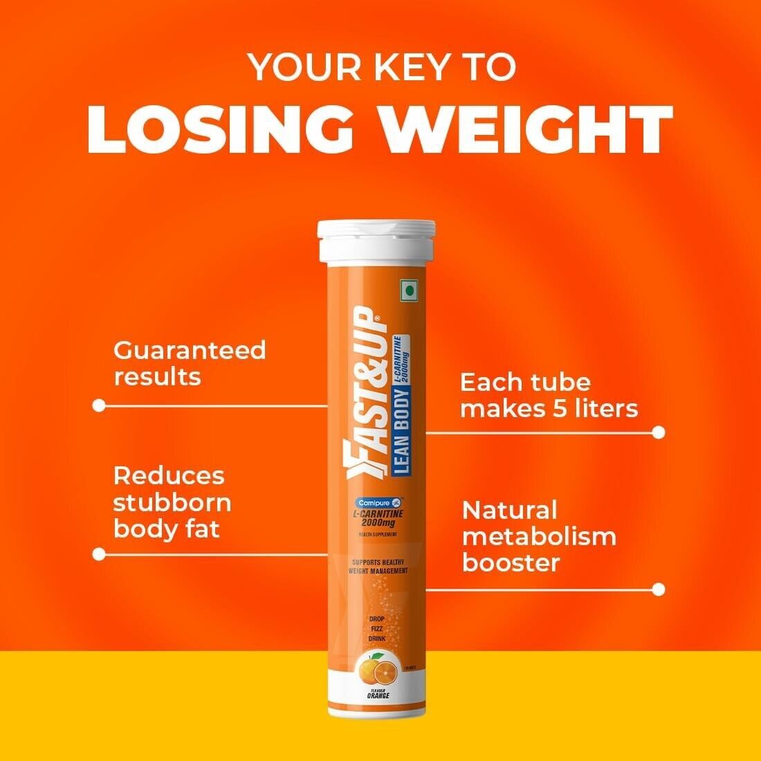 Fast&Up L-Carnitine Lean Body 2000 mg (60 Effervescent Tablets) Orange  Flavour
