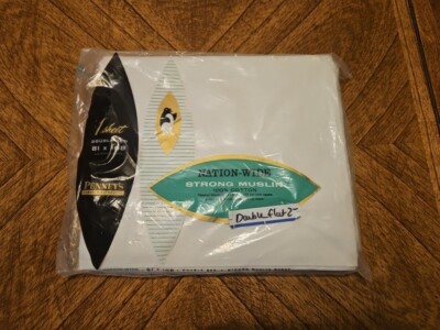 Vtg Penney's Nation Wide Strong Muslin FLAT Sheet Dbl Bed 81x108 100% Cotton NIP