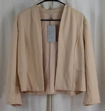 Women's Long Sleeve Open Front Cropped Blazer Peach Size XL