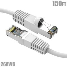 150FT Cat5E RJ45 Network LAN Ethernet FTP Shielded Patch Cable Cord 26AWG White