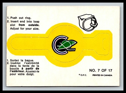 1973-74  OPC O PEE CHEE  RINGS  CALIFORNIA GOLDEN SEALS    23201 - Afbeelding 1 van 2