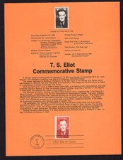 USPS Souvenir Page Scott 2239,  T. S. Eliot