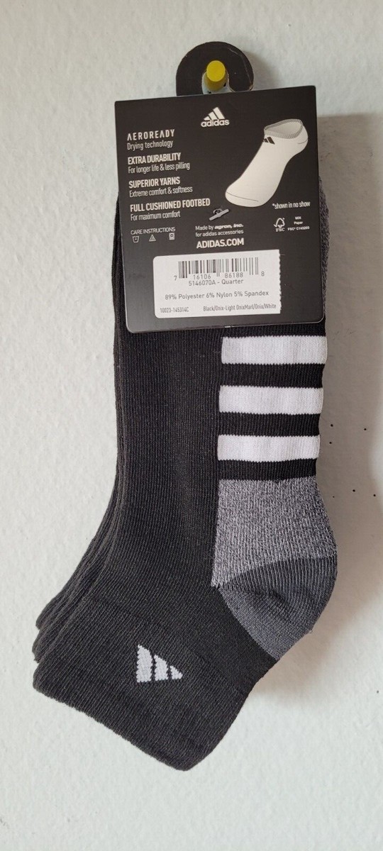 Adidas Men's 3-Pairs Quarter Cuff Cushioned Socks. (51). | eBay
