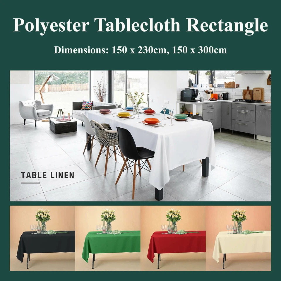 Rectangle Polyester Tablecloth 200GSM Wedding Event Party Banquet Tableware