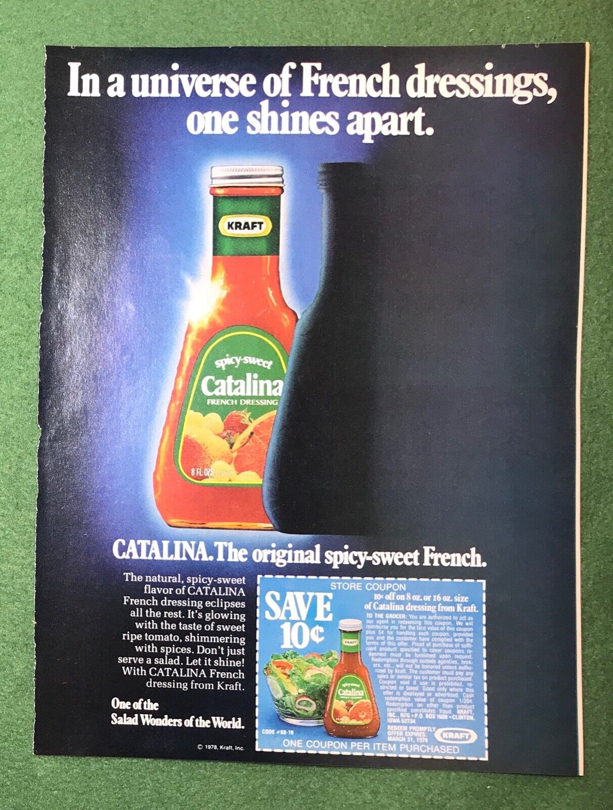 Vintage 1970s magazine ad KRAFT salad dressing Catalina French Americana  kitchen