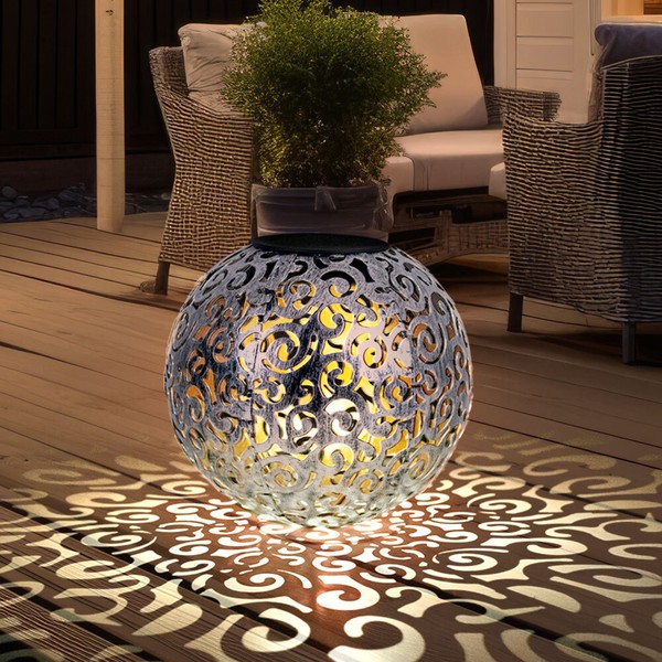 Solarlampe Gartendeko AußEnlampe Erdspieß Kugellampe Led Terrassenlampe H 40 Cm-image