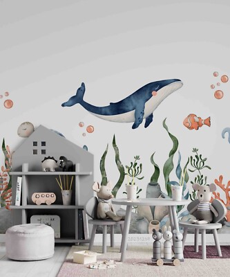 3D Cartoon Ocean Creature Octopus Wall Murals Wallpaper Murals Wall Sticker
