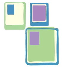 Cool Groovy Modern Blue Green Purple Squares 25 Wallies Decorate Walls Stickers