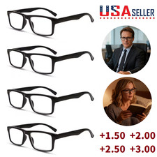2Pairs Reading Glasses Mens Womens Reading Glasses Square Frame Readers Unisex