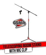 GRIFFIN Microphone Stand - Telescopic Mic Boom Mount Stage Studio Holder Clip