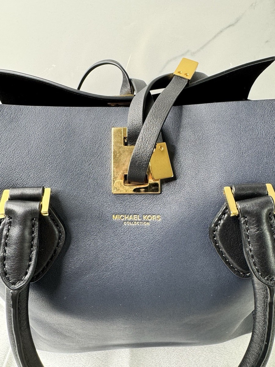 Michael Kors Collection Miranda Tote Bag Navy & Black Leather