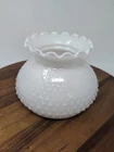 Hobnail Milk Glass Lamp Shade White Hurricane Ruffled Top - VINTAGE