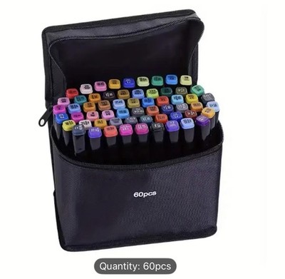 60 Color Dual Tip Alcohol Markers NEW Shipping Included