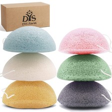 Konjac Face Sponges for Cleansing and 1 Count Pack of 6 , Bamboo Charcoal