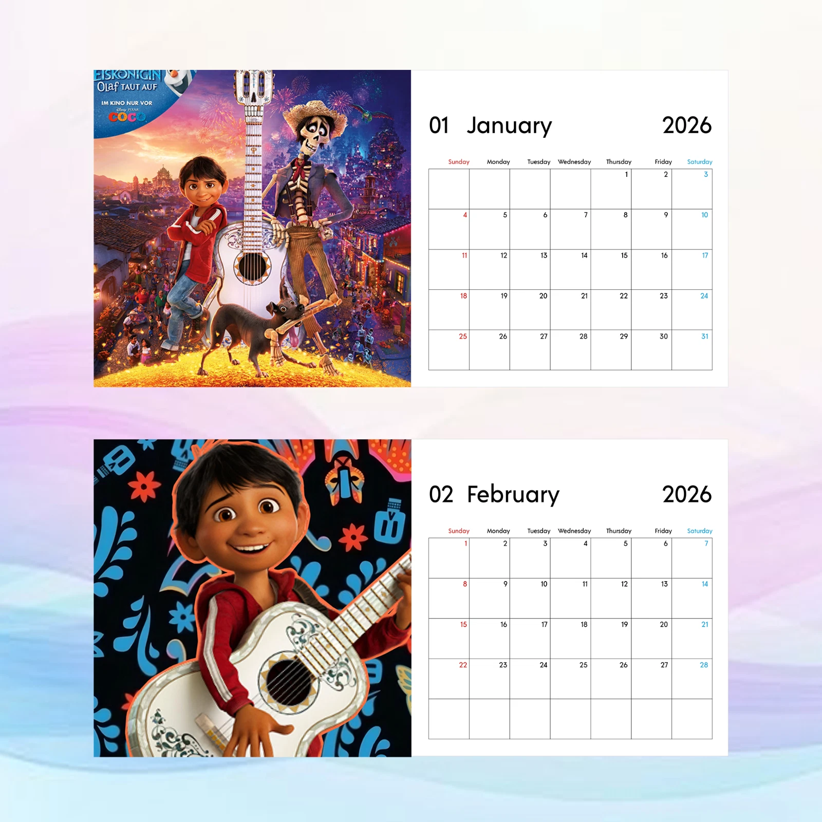 Coco 2026 Calendar, Colorful Wall Art, Vibrant Kids Room Decor Gift
