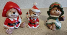 Vintage Homeco Christmas Bears Family Mama Daddy Baby Set of 3* 3-3 1/2"