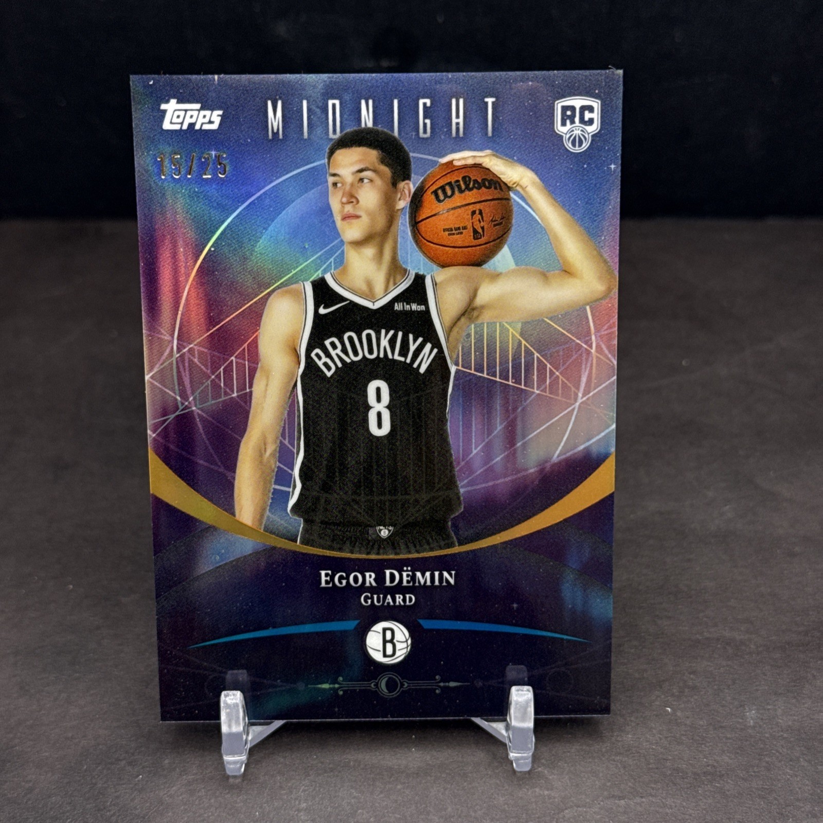 Egor Demin 2025-26 Topps Midnight RC #68 Moonrise Orange SP 15/25 Nets CC4