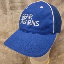 VINTAGE Bear Stearns Global Clearing Strapback Chino Twill Blue Financial Hat