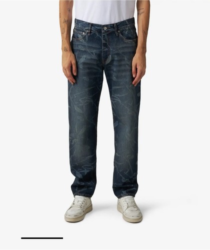 Patta Men’s Leaves Laser Printed Denim Straight Jeans Size 30
