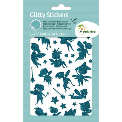 Maildor 10x Glitty, 2 Stickerbogen 10,5x16cm, Feen, Blau und Grün - Blau AE223C