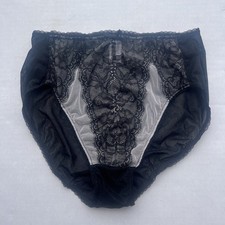 Wacoal Lace Retro Hi-Cut Brief Lace Panty Black And White Small High Waist Sheer