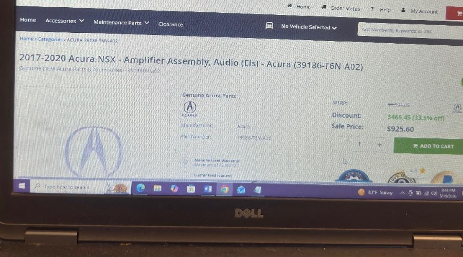 2017-2020 Acura Nsx Radio Audio Amplifier Amp OEM 39186-T6N-A02/  New