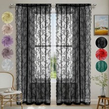1 Pc Lace Sheer Curtain Panel Floral Net Voile Window Drape Bedroom Living Room