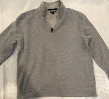 Club Room Men's Gray Cotton Knit 1/4 Zip Mock Neck Pullover Sweater Size L