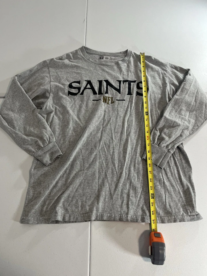 Camisa manga larga de los New Orleans Saints NFL talla grande gris y negra Foto 3 de 4