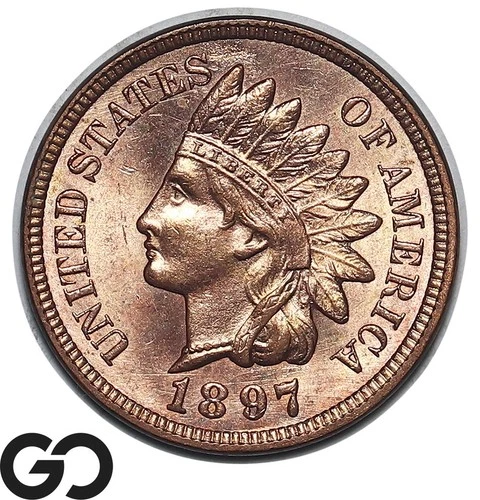 1897 Indian Head Cent Penny, Choice Gem BU++