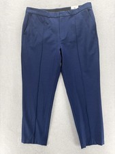 Lands End High Rise Ponte Dress Pants Womens 16 Blue Tapered Pull On Career NWT