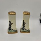 Vintage Asian Porcelain Salt and Pepper Shakers Hand Painted Gold Gilt 1940's  — photo 1