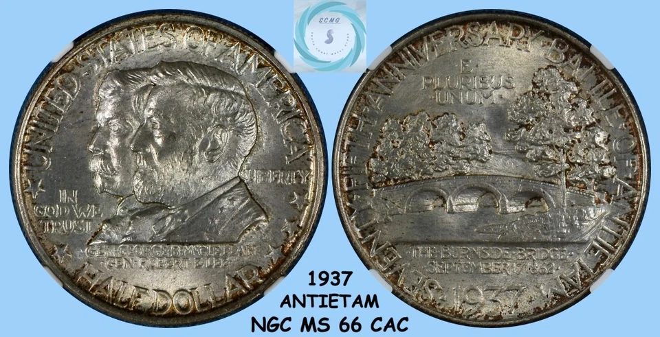 1937 Antietam Commemorative 50c NGC MS 66 w/CAC - Lovely & Frosty Patina - Image 4 of 4