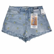 Rewash "Casey" Super High Rise Pineapple Embroidered Shorts 7R / 28 NWT