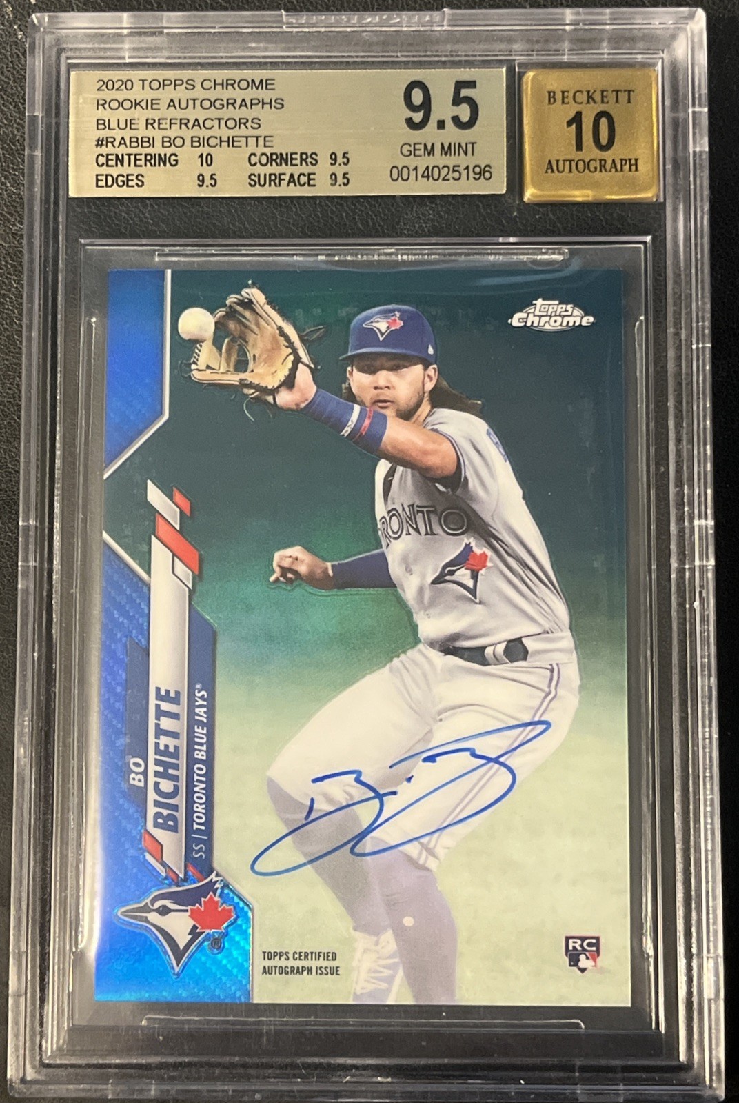 2020 Topps Chrome Bo Bichette Rookie Auto Blue Refractor /150 BGS 9.5 Gem Mint