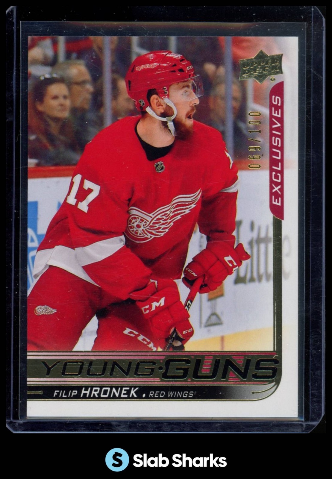 2018 UPPER DECK #214 FILIP HRONEK UD EXCLUSIVES YOUNG GUNS RC ROOKIE /100