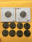 Lot of 8 Silver war Nickles and 2 Buffalo Nickles