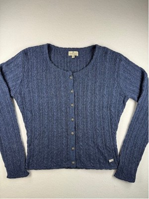 Stockerpoint Edelwild Blue Wool Blend Cable Knit Cardigan Sweater Size 44 Large