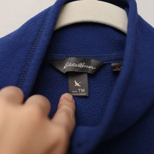 Eddie Bauer Polartec Fleece Jacket Mens Tall Medium MT Full Zip Blue Mock Neck image 4