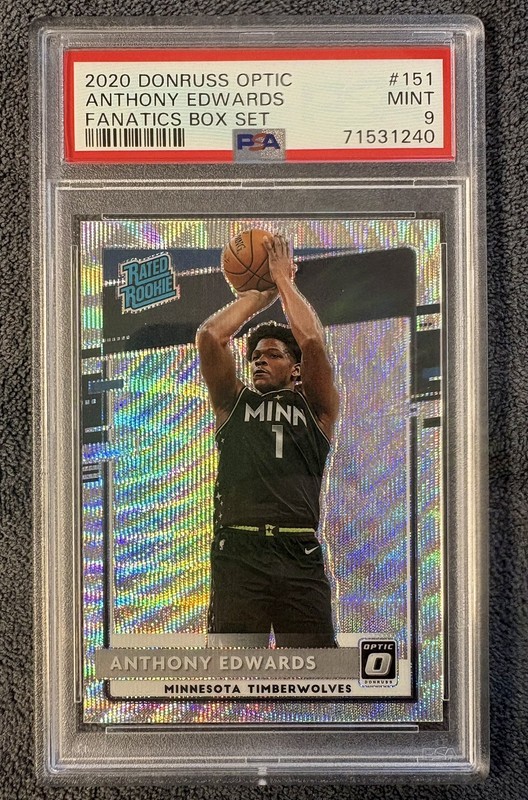 2020-21 Panini Optic Anthony Edwards Fanatics Box Set Rated Rookie PSA 9